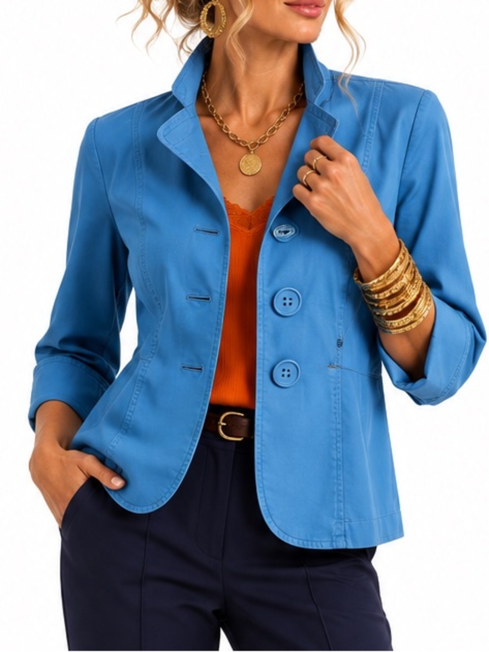COLDWATER CREEK BLUE LIGHTWEIGHT SPRING BLAZER SZ 10 NWTS